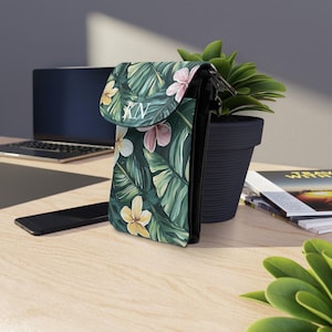 Cartera para teléfono, bonito diseño tropical de plumeria papaaloa amarilla, ligera para viajes, regalo de vacaciones, funda para teléfono con flores brillantes