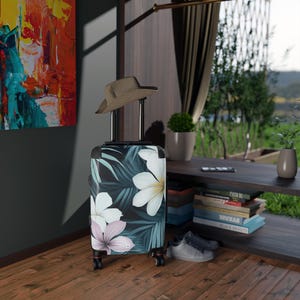 Elegant Tropical Akaka White Plumeria Suitcase