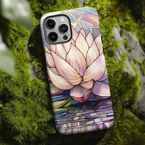 Hand-Painted Lotus Flower iPhone Case: Elegant Floral Design