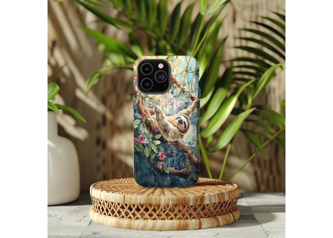 Artistic Tree Sloth Tough Case, Shock-resistant Iphone/galaxy Cover ...