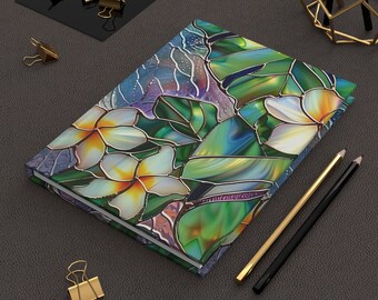 Plumeria Puanani Hardcover Journal nicht Glasmalerei Matt