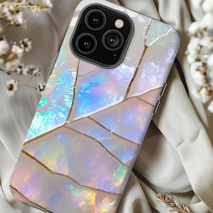 Leaf White Lau Opal artistic print Tough Case iPhone/ Galaxy