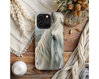 Painted Horse Eye Tough Phone Case: Equestrian Art Gift