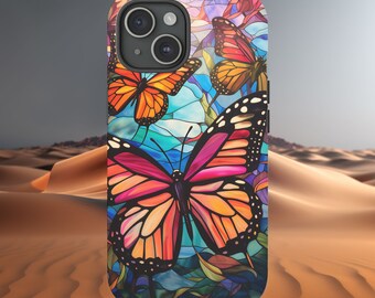Handcrafted Stained Glass Effect Butterflies Case, Vibrant Phone Protector, Artistic Accessory Not stain Glass