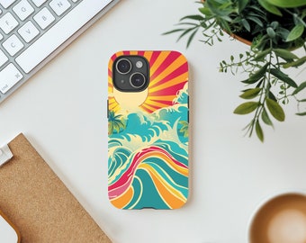 Retro Sun Waves iPhone Case – Vintage, Durable Protection