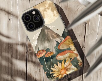 Moon & Peaks iPhone Case: Heavy-Duty Mountain Illustration