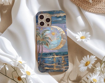Gold Crescent moon Palms Tough Case iPhone /Galaxy not stained glass