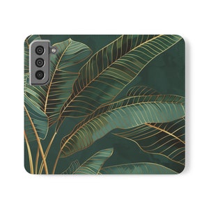 Bananenblätter Flip-Hülle mit Taschen - iPhone/Galaxy-Karte & exotische Schutzhülle, ideales Reisegeschenk