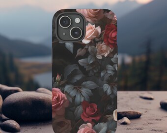 Dark Floral iPhone Case: Elegant Botanical Protective Phone Cover