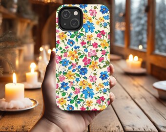 iPhone Hülle mit Blumenmuster: Helles Blüten-Design, Schutzhülle