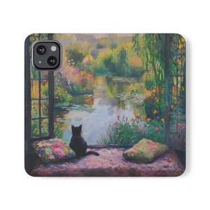 Funda para teléfono con tapa con diseño artístico de felino: diseño de gato brillante y protector: regalo ideal para los amantes de los gatos