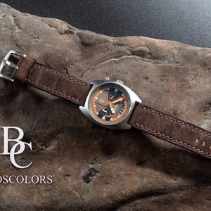 Cinturino per orologio in pelle marrone, cinturino per orologio da uomo in pelle cucito a mano, cinturino solido per orologio, cuciture con filo cerato, personalizzazione disponibile