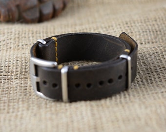 Correa de reloj larga de piel Crazy Horse marrón, estilo militar, 18 mm, 20 mm, 22 mm y 24 mm, personalización gratuita.