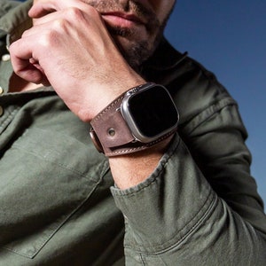Brown Crazy Horse Apple Band 49 mm Ultra / Personalizzazione GRATUITA / Cinturino per orologio personalizzato per Apple Watch Ultra 49 mm / SALDI