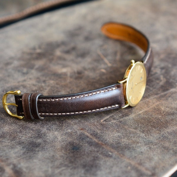 Pulseira marrom Crazy Horse para relógio, pulseira clássica, pulseira de luxo unissex, personalização gratuita, pulseira Maurice Lacroix em promoção.