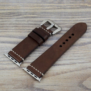 Brown Leather Apple Watch Strap / Series 3-10 & Ultra/Ultra2 SE / 40,41,42/44,45,46mm/49mm Handmade Apple Band Personalized / Hand Stitched