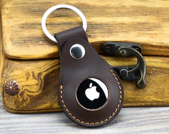 AirTag Leather Keychain Leather Airtags AirTag Keyring Leather Case, Leather Holder for Apple Cover Air Tag Custom Leather SALE