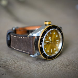 Tudor Black Bay GMT Leather Strap, Crazy Horse Leather Watch Band, Custom Strap All Models - Black Bay Pro/GMT S G/Chrono S G/ Bronze, BB58