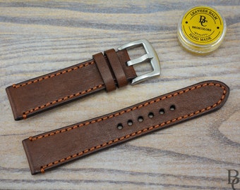 Classic Brown Color Stitched Watch Strap 16mm 18mm 20mm 22mm 24mm 26mm BroscolorsDesign / Watch strap 17 19 21 23 25 mm SALE