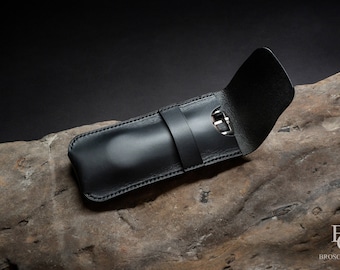 Black Single Watch Travel Leather Case / Leather Pouch / Personalized Travel Leather Case / Logo Engraving / Engraved with your Watch Brand