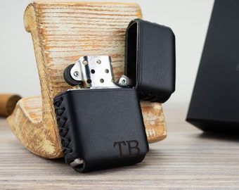 Handcrafted Zippo Lighter Case Custom Personalized Design / Cigarette Lighter Accessory / Gift Idea Pipe Enthusiasts Leather Lighter Holder