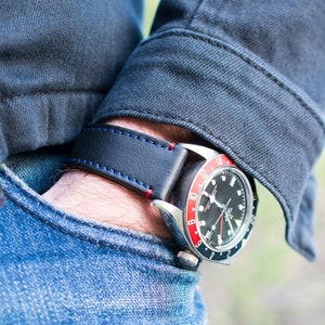 Tudor Black Bay GMT Leather Strap, Black Leather Watch Band, Custom Strap All Models - Black Bay Pro/GMT S G/Chrono S G/ Bronze, BB58