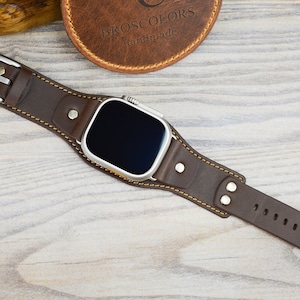 Apple Watch Ultra Cuff Band / Custom Leather Colors / Unique Design / Unisex Watch Cuff Band / 49mm Ultra Leather Bracelet / Personalized