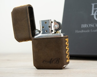 Handcrafted Zippo Lighter Case Custom Personalized Design / Cigarette Lighter Accessory / Gift Idea Pipe Enthusiasts Leather Lighter Holder