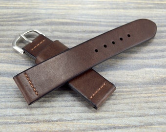 Brown Leather Watch Strap, Leather Brown Strap, Leather Band 16mm/18mm/20mm/22mm/24mm/26mm / Brown Strap, Men&#39;s Strap Custom Made/SALE