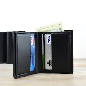 Cartera de cuero minimalista, Cartera de cuero personalizada, Cartera de hombre, Cartera unisex, Cartera cosida a mano, Cartera hecha a mano, Personalizada