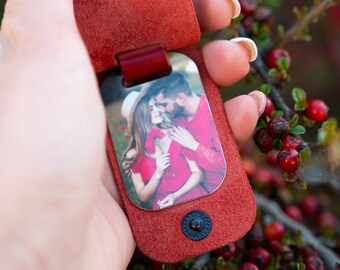 Personalised Photo Keychain | up to 3 Photos Leather Keychain Personalized Gift | Love Couple Photo Keyring | Family Photos Gift