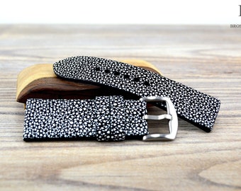 Black and White Leather Watch Band, Dots Watch Band, Dressy Polka Dots, Dalmatian Watch Strap, 16mm/18mm/20mm/22mm/24mm/ Funny Watch Strap