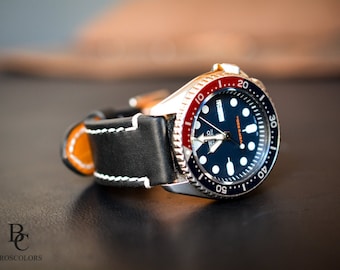 Seiko skx009 leather strap sales