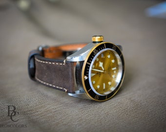 Tudor Black Bay GMT Leather Strap, Crazy Horse Leather Watch Band, Custom Strap All Models - Black Bay Pro/GMT S G/Chrono S G/ Bronze, BB58