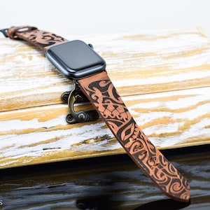 Apple Watch Band (Tribal) Series 2-10 & Ultra, SE / 40,41,42/44,45,46mm Apple Watch/ Laser Engraved Apple Strap / Custom Engraving /