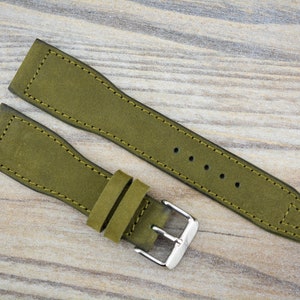 Green Leather Pilot Leather Watch Strap 20mm/21mm/22mm Suede Leather Pilot Watch Band Wristwatch Band Men's strap IWC, Hamilton Men Strap