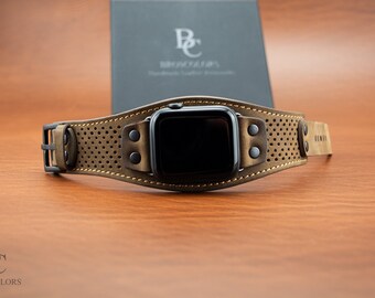 Apple Watch Cuff Band / Unique Perforated Design/ All Series: 40mm 41mm 42mm 44mm 45mm 46mm 49mm/ Series 11 10 9 8 7 6 SE/ Ultra, Ultra2,3