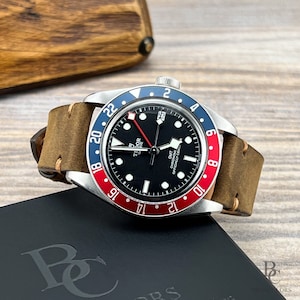 Tudor Black Bay GMT Leather Strap, Crazy Horse Leather Watch Band, Custom Strap All Models - Black Bay Pro/GMT S G/Chrono S G/ Bronze, BB58