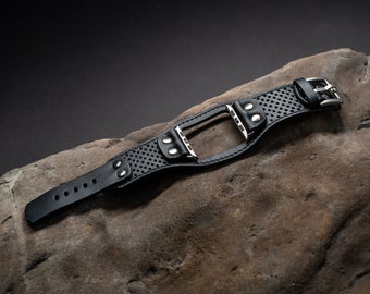 Apple Watch Cuff Band / Unique Perforated Design/ 40mm 41mm 42mm 44mm 45mm 46mm / Ultra 1,2 / SE, 11, 10, 9, 8, 7, 6, 5 / Custom Colors