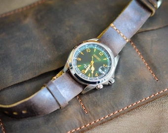Bracelet de montre long en cuir, bracelet de montre zoulou marron, bracelets de style militaire, bracelet 18, 20, 22 24mm, bracelet de montre de style armée, PERSONNALISATION GRATUITE