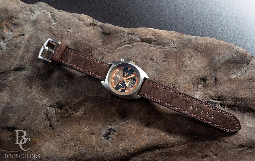 Correa de reloj de cuero marrón, correa de reloj de cuero para