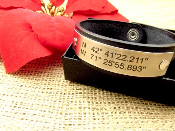 Engraved Coordinates Bracelet, Longitude Bracelet, Latitude Bracelet, Personalized Coordinates Bracelet, Customized Coordinates Bracelet