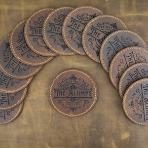 Personalized Round Leather Coasters, set of 4, 6, 8, 10, 20, 50, 100 Circle Table Coasters Drink Coasters Drinkware Cup Coasters Leather