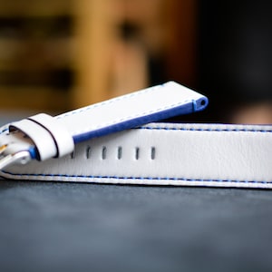 White Leather Watch Strap, Custom made White watch band, Personalized watch band, Leather men strap, White strap 22mm, 20mm, FREE SHIPPING