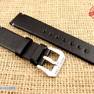 Black Leather Watch Strap, Classic watch band, Custom made watch, Personalized watch band leather men strap high quality 18,20,22,24,26 mm