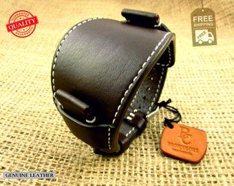 Dark brown Leather Watch Strap, Wide watch cuff, Personalized watch band leather men strap high quality, Hand stitched, Wide wristband