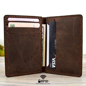 Minimalist Leather Wallet, Bifold Wallet, Personalized Leather Wallet, Distressed Leather Slim Bifold Wallet Leather Cardholder, Crazy Horse