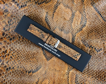 Correa de reloj de piel de serpiente/Correa de piel de pitón auténtica, correa de piel de serpiente, correa de reloj unisex para hombre o mujer, correa de reloj de serpiente