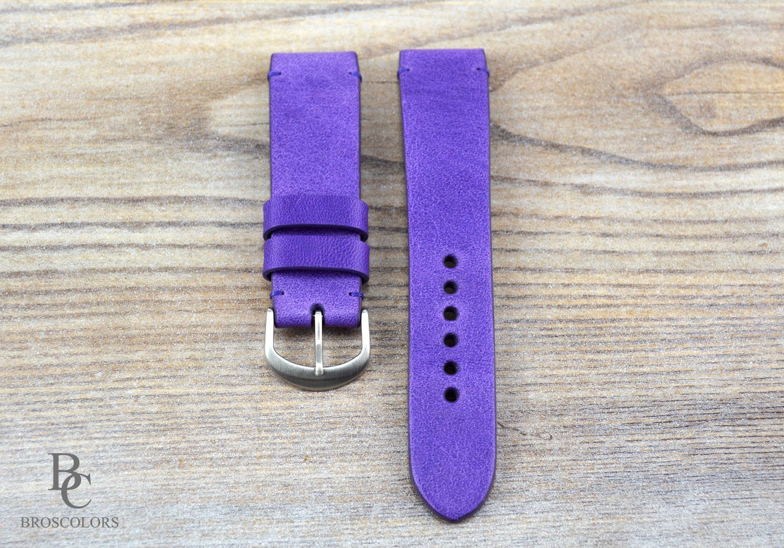 Purple Leather Watch Band Purple Watch Strap Classic Watch Etsy