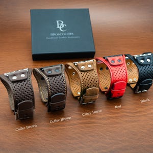 Apple Watch Ultra/Ultra 2-manchetband / Uniek geperforeerd ontwerp / Uniseks horloge-manchetband / 49 mm ultra-manchetband / verschillende kleuren leer